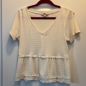 Women's Cream V-Neck Peplum Top